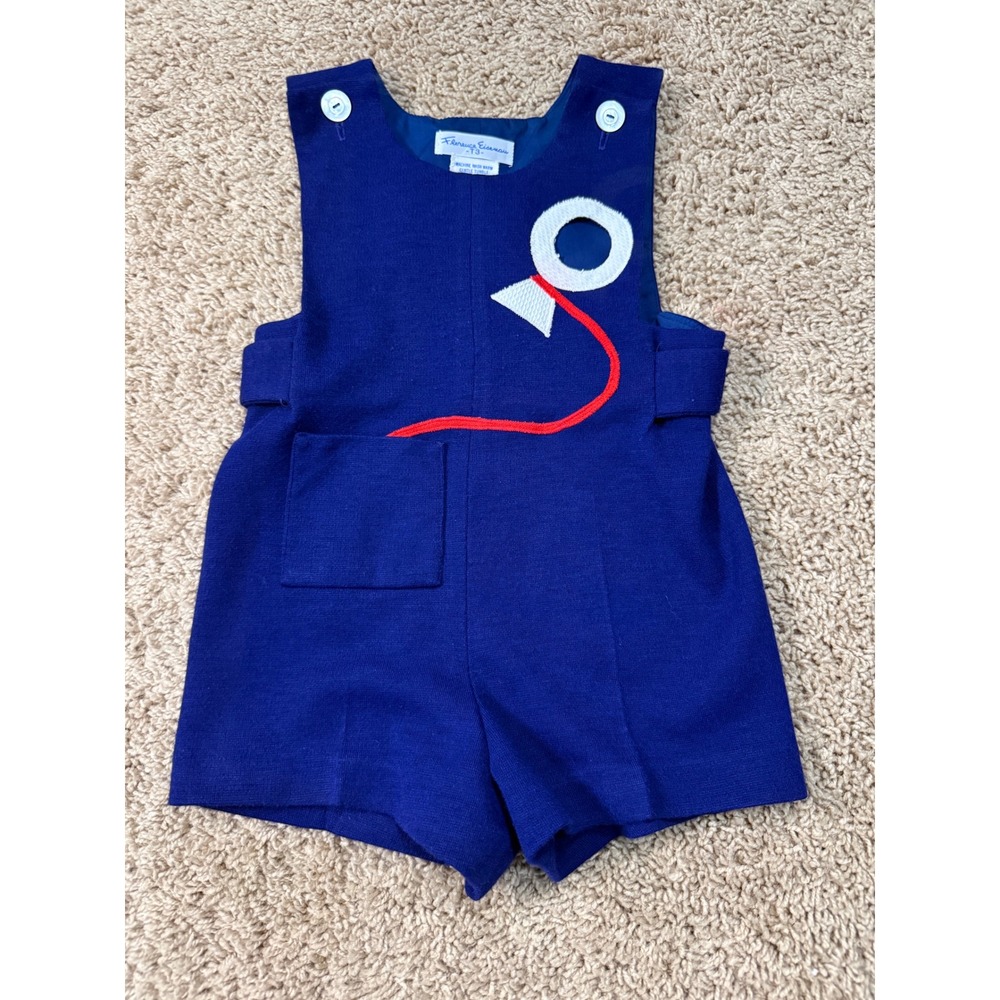 Florence Eiseman Vintage Royal Blue Nautical Life Preserver Romper Shortall T3